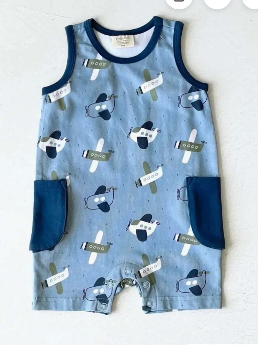 Cotton Plane Print Sleeveless Romper